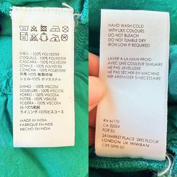 Cleobella Teal & Gold Metallic Floral Ruffle Long Sleeve Chiffon Blouse Size L - Picture 15 of 15